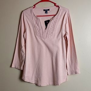 Chaps Cobble Ave Long Sleeve Pink Top